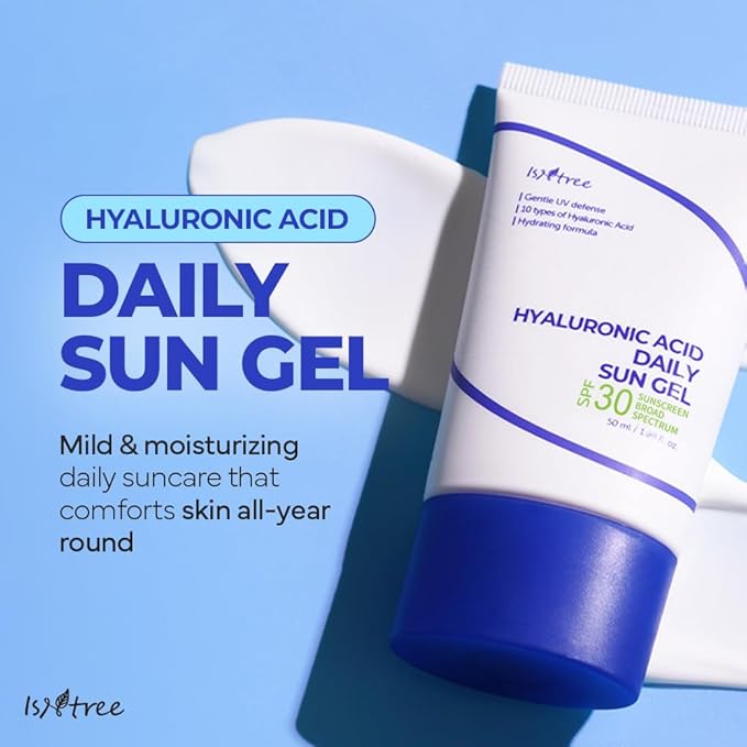 ISNTREE Hyaluronic Acid Daily Sun Gel 50ml, 1.69 fl oz + Hyaluronic Acid Natural Suncream 50ml, 1.69 fl oz