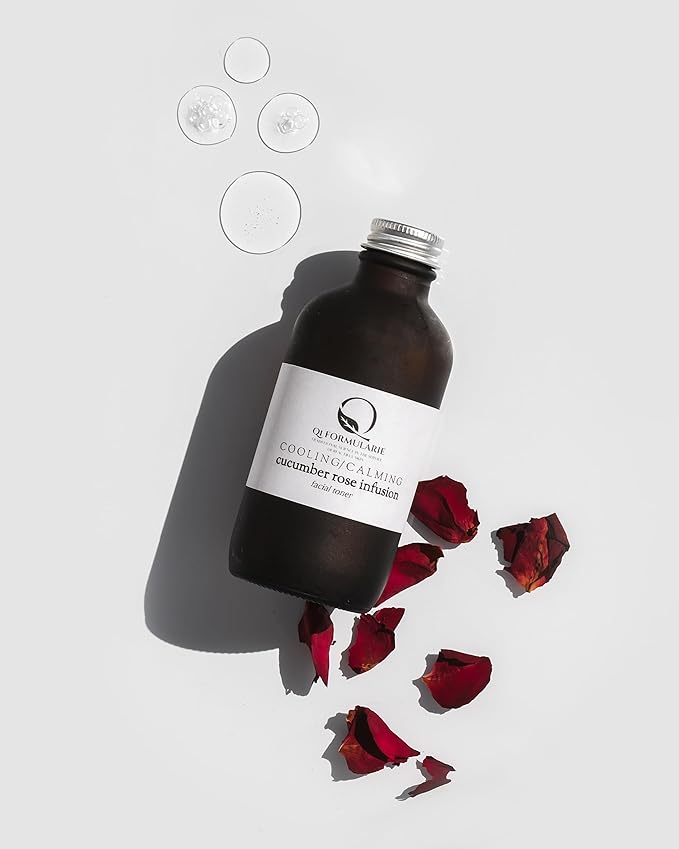 Cooling Calming Cucumber Rose Balancing Infusion Facial Toner, 4 oz. Glass Bottle