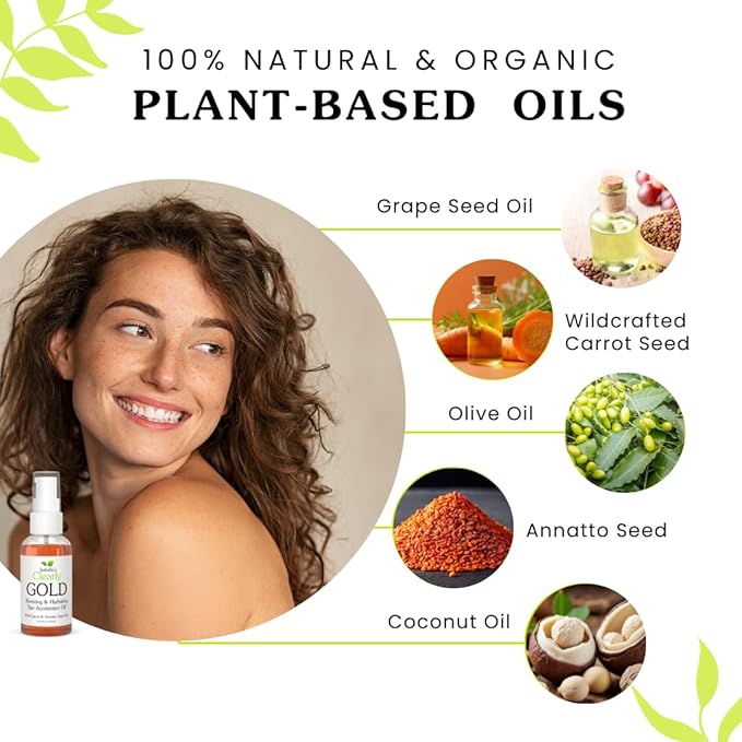 Isabella's Clearly GOLD Sun Tan Accelerator – Natural Tanning & Bronzing Oil for Face and Body with Carrot Seed, Coconut & Olive Oils – Indoor & Outdoor – Made in USA (4 Oz)