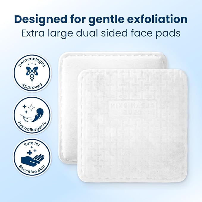 Clean Skin Club Clean² Pads 2.0 [New & Improved Edges] Guaranteed Not to Shed & Tear Face Pads, Unique Triple Layers, Textured & Ultra Soft Side, Organic Disposable Cotton, Pair with Makeup Remover