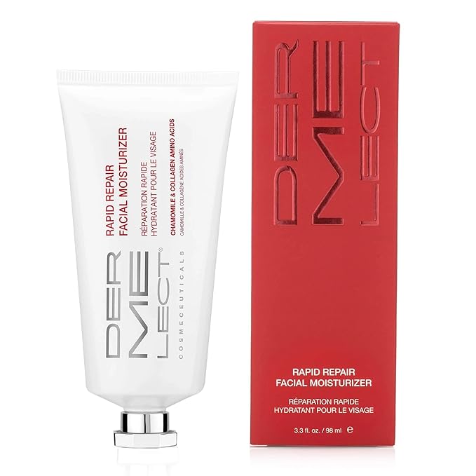 Dermelect Rapid Repair Facial Moisturizer for Face Anti Aging Cream with Chamomile Azulene Collagen Avocado Oil Grape Seed, Hydrating for Sensitive Skin Dryness Dullness Fine Lines & Wrinkles 3.3 oz