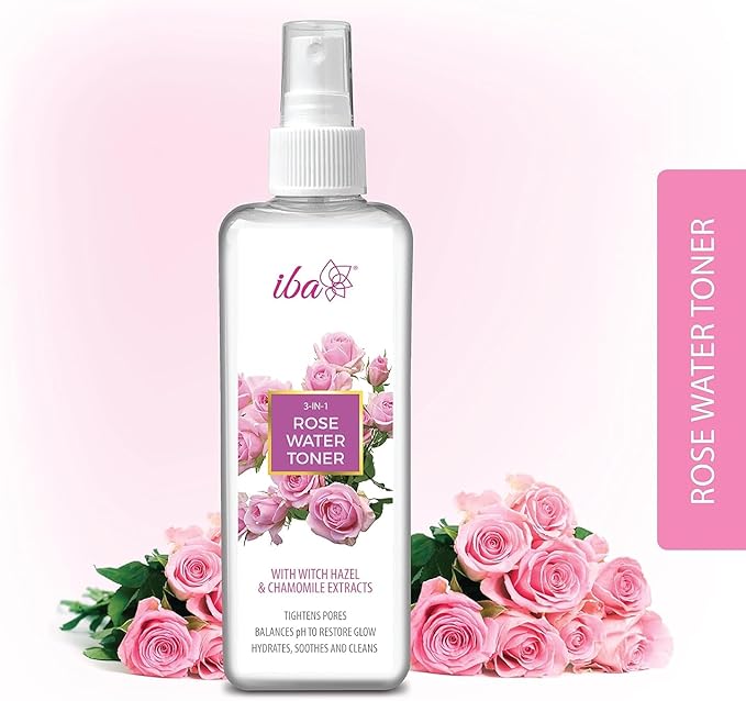 Rose Water Toner Spray for Face – 3-in-1 Hydrating Facial Mist with Witch Hazel & Chamomile – Pore Tightening, pH Balancing, Soothing & Refreshing – Natural Glow Skin Care for All Skin Types