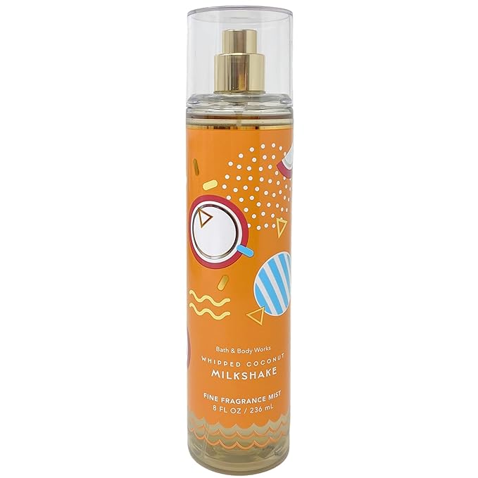 Bath & Body Works Whipped Coconut Milkshake 3 Pack Fragrance Mist Bundle with a Creamy Rose Bar Soap - Full Size