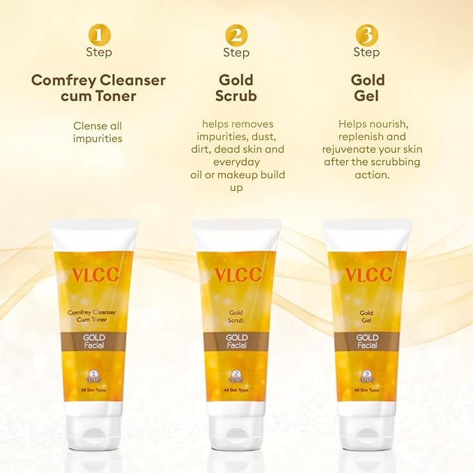 VLCC Gold Facial Kit + FREE Rose Water Toner | 300gm + 100ml