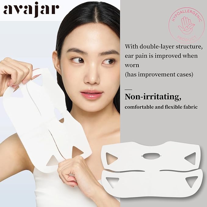 AVAJAR Chin Lifting Mask, Premium V Line Lifting Mask Anti-aging Collagen Face Mask for Women Jawline Shaper Double Chin Mask with Hyaluronic Acid, Rejubebe™ and Centella asiatica (5PCS)