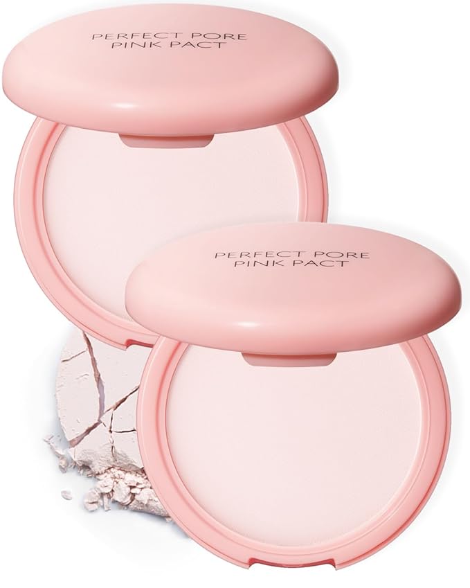 THESAEM Saemmul Perfect Pore Pink Pact - Sebum Control Face Powder with 15% Calamine for Oily Sensitive Skin - Oil Control Moisture System Compact - Korean Makeup Pressed Powder, 0.37 oz. 2 Pack