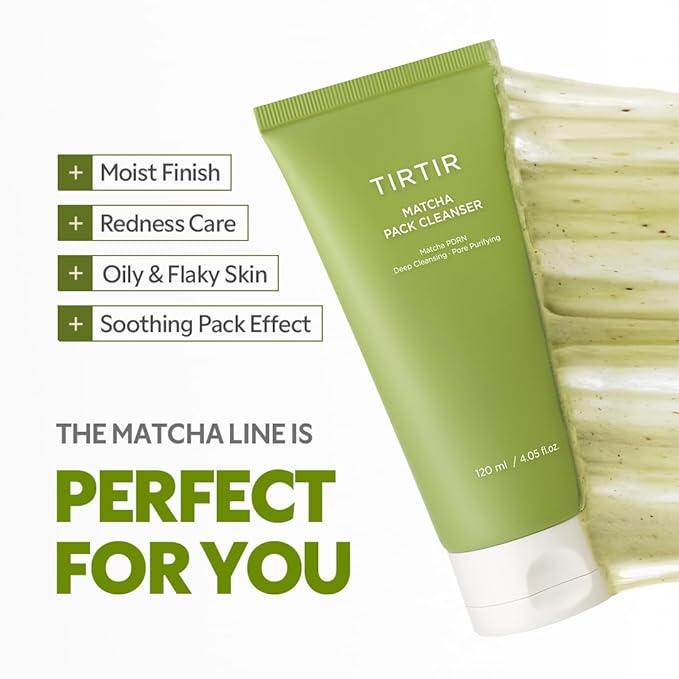 TIRTIR Matcha Pack Cleanser | Deep Pore Cleanser & Exfoliating Face Wash, Gelato-to-Foam, 2-in-1 Blackhead & Sebum Control – 5,000ppm Matcha PDRN + AHA Complex, Korean Cleanser for Sensitive Skin