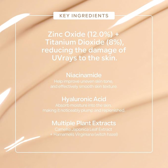 Skin Tint with SPF 40,24HR Tinted Mineral Sunscreen Serum with Zinc Oxide,Multi-use Tinted SPF Serum Foundation,Long Lasting Full Coverage Buildable Foundation-Light Beige, 1 Fl Oz