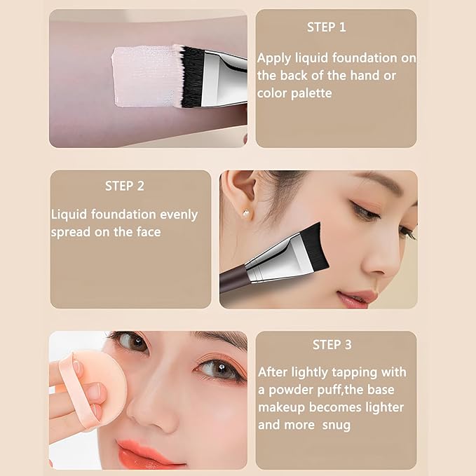 Foundation Brush, Angled Makeup Brush Ultra Thin Facial Brush Fast Flawless Face Mask Brushes for Blending Liquid Foundation, Blending Cream