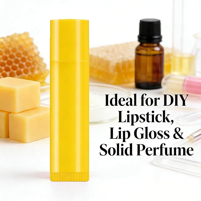 Value Pack of 100 Packs 5ml Empty Lip Balm Tubes, Leak-Proof Twist-Up Refillable Lipstick Containers for DIY Lip Balm，Lipstick, Lip Care Solid Perfume, Cosmetic Filling (Yellow)