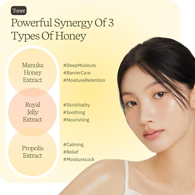 ByUR Honey Gorgeous Keep Moisturizing Toner - Deeply Hydration & Glow, Firming & Elasticity Care for Dry Skin, Skin Barrier Repair, Honey & Ceramides, Gentle Facial Daily Pore Care Korean Skincare