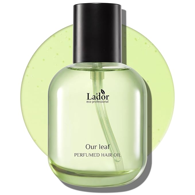 LADOR Hair Perfume Oil for Damaged Permed Hair - Anti Frizz Nourishing Fragrance Glassy Shiny Oil Serum Leave-In Conditioner Hold Curls & Waves Bouncy Hair 04 Our Leaf 2.7 Fl Oz Korean