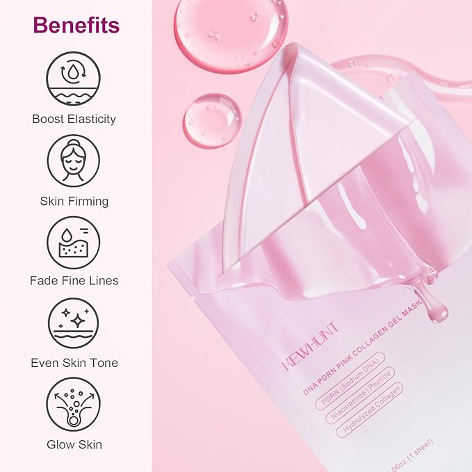 Salmon DNA PDRN Collagen Jelly Gel Mask,Overnight Face Mask,Hydrogel Mask with Niacinamide, Peptide for Glass Glow Skin - Elasticity, Hydrating, Firming,Plump,Fine Lines,Skincare 5ea