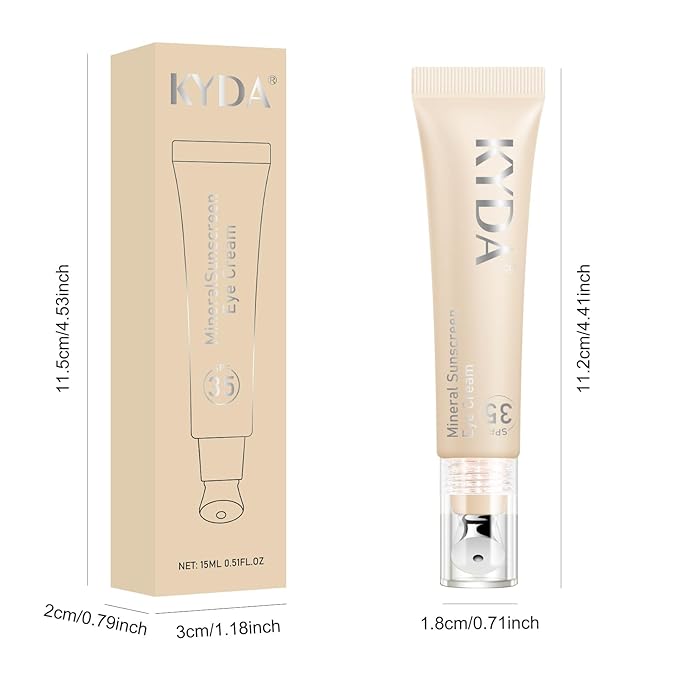 KYDA Pink Mineral Under Eye Concealer Color Corrector for Dark Circles and Fine Lines, Lightweight Blendable Formula with Metal Applicator, SPF 35, Moisturizing Liquid Concealer for Undereyes