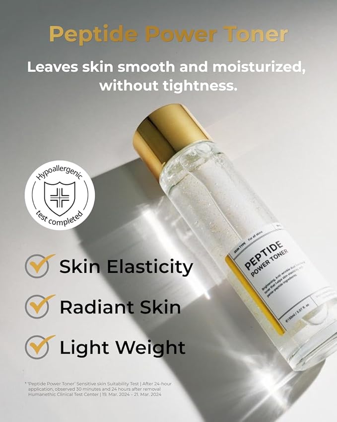 BOM COSMETICS A Set of Peptide Power Skincare With 5 Kinds of Items (Toner, Ampoule, Cream, Eye Cream, Sleeping Mask), 24K Gold & Penta-peptide for Skin Collagen Boost, Korean Skincare