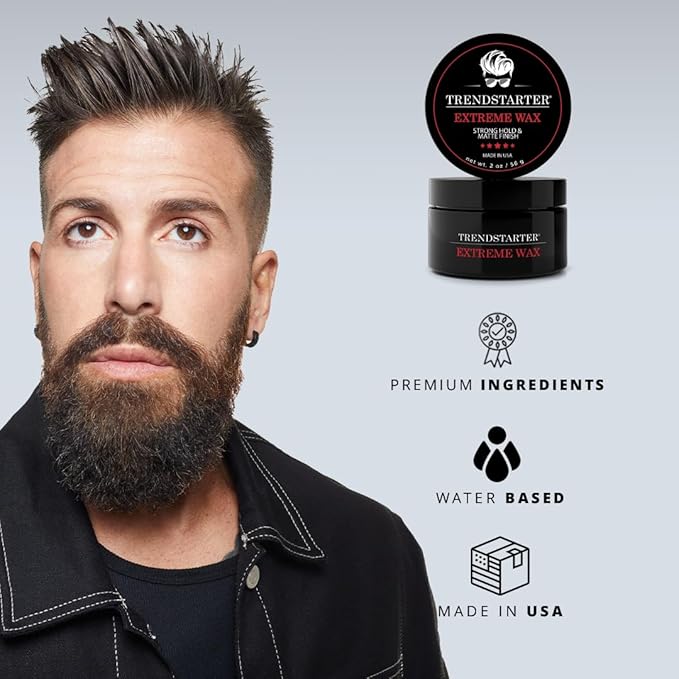TRENDSTARTER - EXTREME Premium Water Based Pomade - Travel Size - Strong Hold - Matte Finish - Flake-Free Styling for All Hair Types