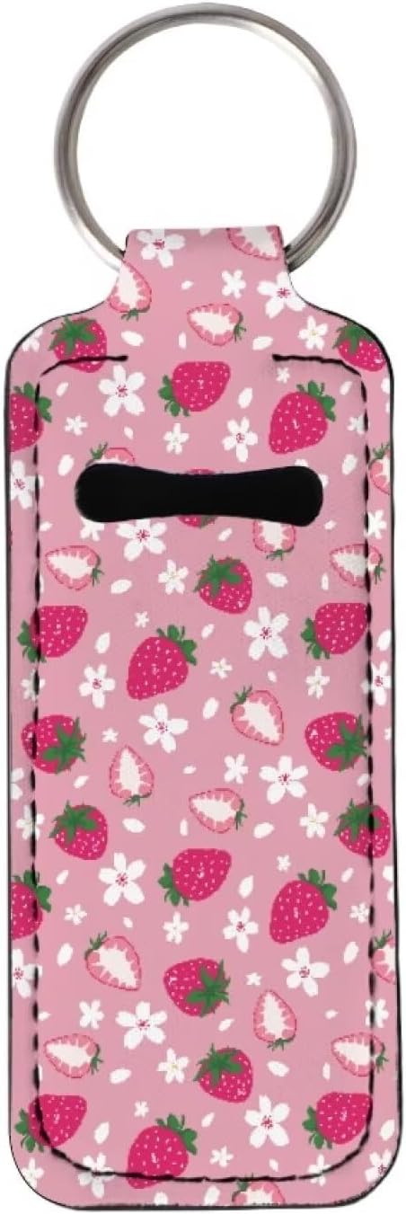 Lipstick Holder Keychain, Cute Keychains for Lip Balm Holder, Neoprene Lipstick Sleeve Pouch for Women Men Teens