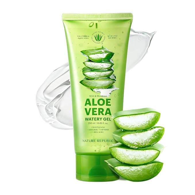 Nature Republic Mild & Moisture Aloe Vera Watery Gel (TUBE) | Quick Hydration & Moisturizing, Fast-Absorbing Non-Sticky Texture, Aftersun Cooling Gel, Korean Skincare, All Skin Types