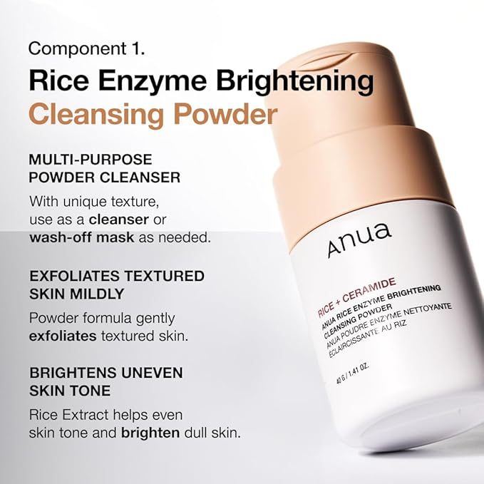 Anua Rice Trio Set : Rice Cleansing Powder & Milky Toner & Hydrating Serum, Marshmallow face mask maker, for Glass skin,Korean Skincare
