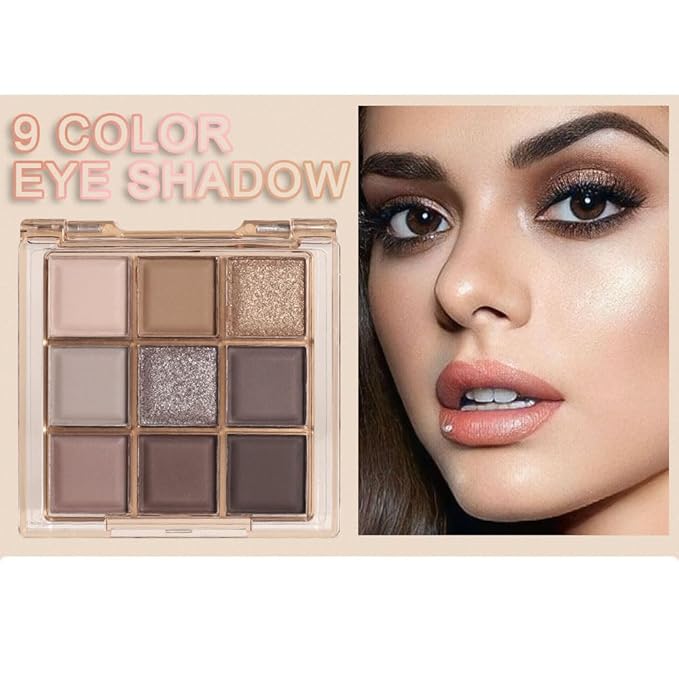 9 Colors Nude Eyeshadow Palette Makeup,Taupe Bronze Brown Matte Cream Eye Shadow,Natural Neutral Eyeshadow Palette Nude