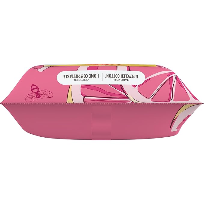 Burt's Bees Pink Grapefruit Face Wipes, for All Skin Types, Hydrating Makeup Remover & Facial Cleansing Towelettes, 30 Ct. (6-Pack)