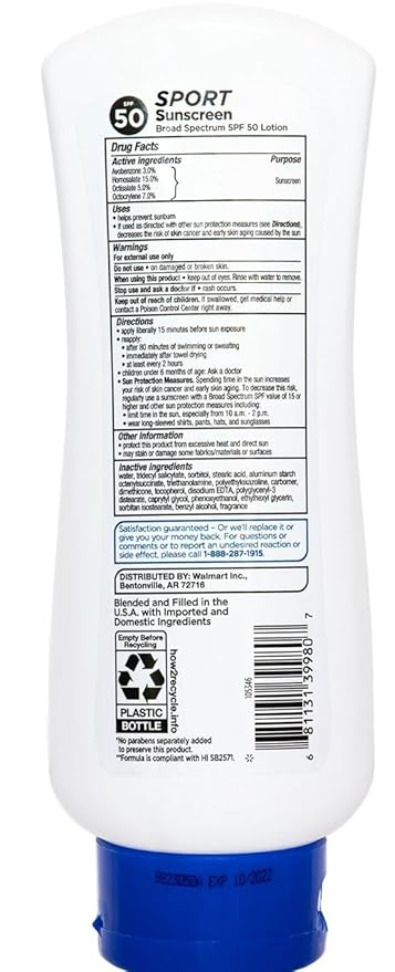 SEDLAV Bundle of Equate Sport Broad Spectrum Sunscreen Lotion, SPF 50, 8 FL Oz (PACK OF 2) (2)
