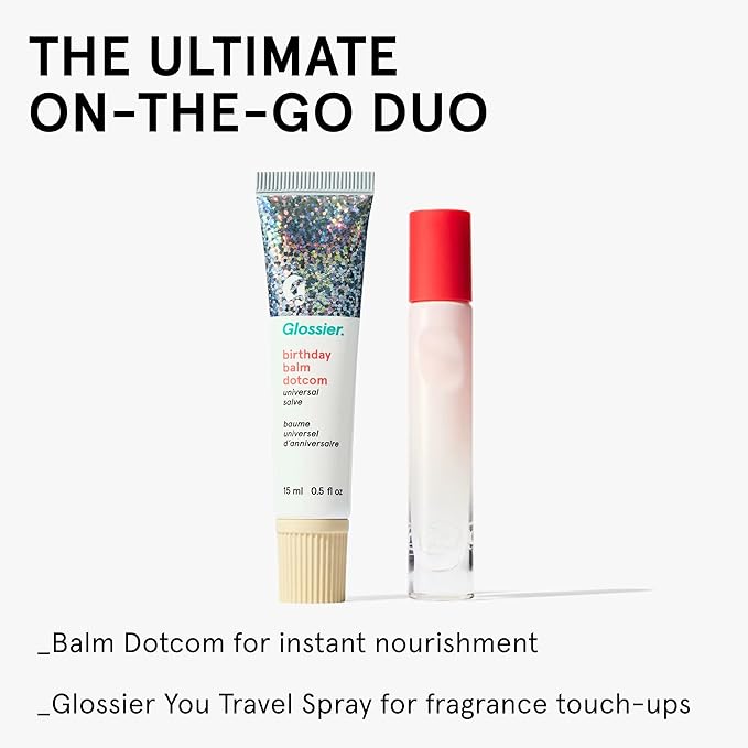 Glossier Balm Dotcom Hydrating Lip Balm - Universal Salve, Up to 12Hr Moisture - Lanolin, Beeswax & Castor Oil for Dry Lips, Cuticles & Skin - Birthday, Clear Soft Shimmer, 15ml