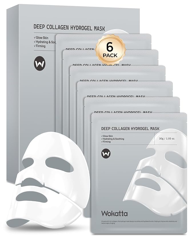 6 Pack Bio-Collagen Face Mask, Hydrating Overnight Masks, Fine Lines Face Lifting Mask for Elasticity, Pore Minimizing, Firming, Moisturizing, Facial Mask Skincare