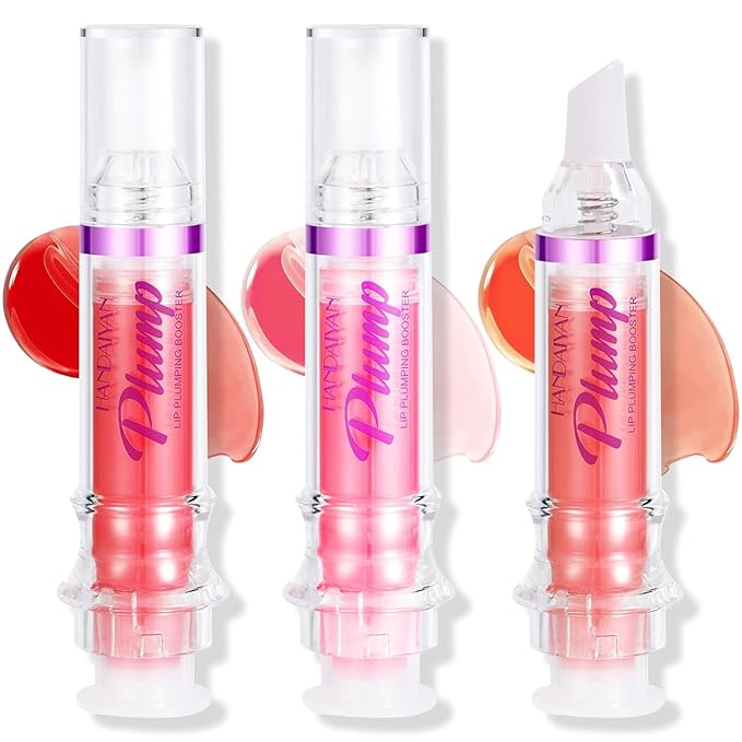 3 Colors Lip Plumping Booster, Spicy Lip Plumper Gloss Lip Plumping Oil, Ultra-Hydrating Nourishing Plump and Pout Lip Plumper, Glossy Finish Fuller Natural Lip Makeup Valentine's Day Gift-03#04#05#