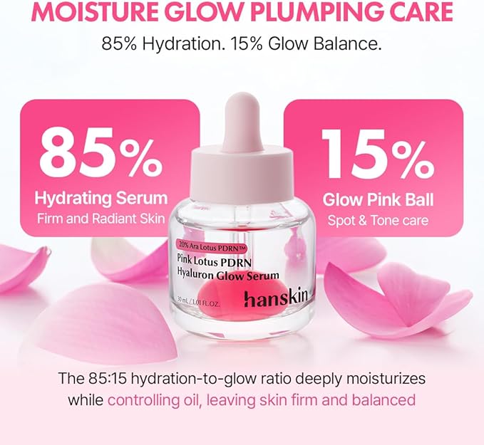 Hanskin PDRN Glow Prep Duo – Hyaluron Essence Toner & Pink Lotus Vegan PDRN Serum | 2-Step Hydration, Plumping & Radiance Boost Routine for Glass Skin | Korean Skincare Set