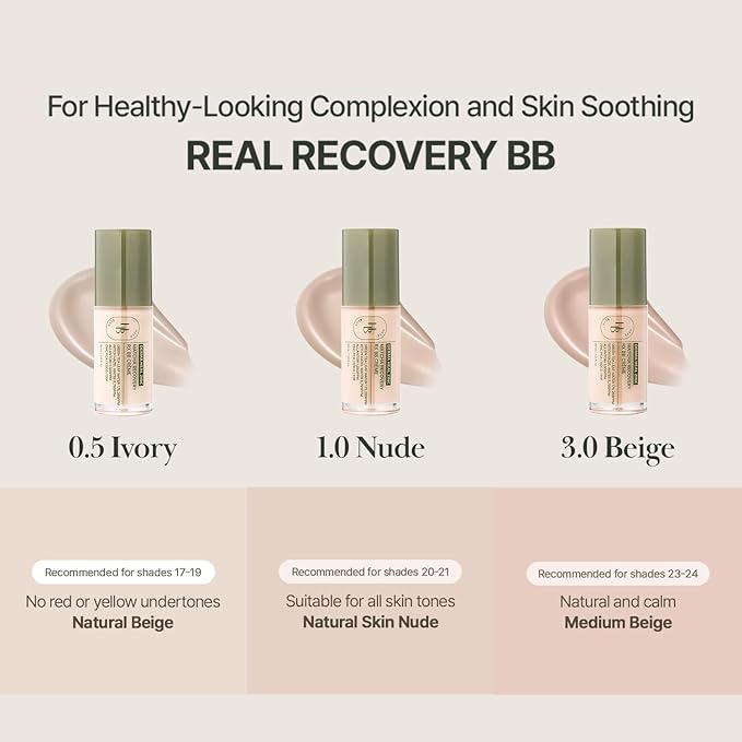 HEVEBLUE Derma Zinc Matcha MX BB Cream 0.5 IVORY – Lightweight Creamy BB with Hydrating Adherence, Gentle for Sensitive Skin, Natural Skin Correction, No Gray Cast, Green Tea, 6 Shades