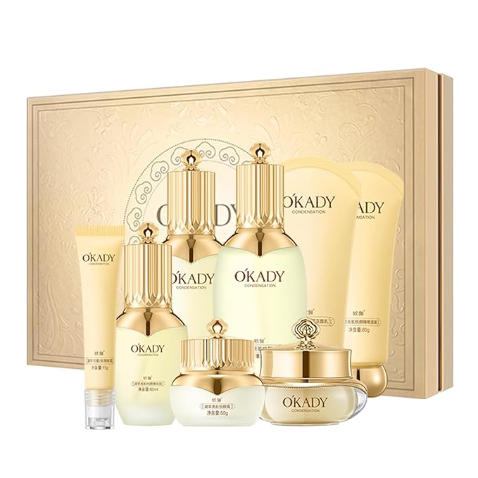 Gentle Nourishing Skincare Set – 8-Piece Complete Skincare Routine for All Skin Types, Includes Cleanser, Toner, Serum, Eye Cream, Lotion, Cream, and Sleep Mask