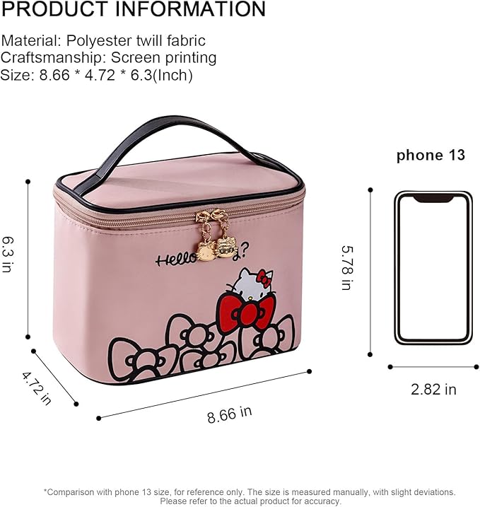 AmBealla Makeup Bag Large Waterproof Cosmetic Bags with Makeup Brush Holder,Cute Printed Makeup Organizer for Women Traveling,Portable Toiletry Bag for Girls