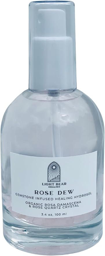 Rose Dew Healing Hydrosol Infused with Rose Quartz Gemstones (Rose Dew)