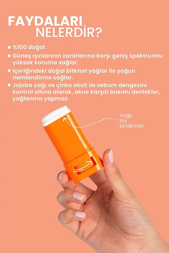 Bade Natural SPF 50 Mineral Sunscreen Stick – Zinc Oxide Broad Spectrum Protection for Face – With Plant-Based Oils – Water-Resistant Sun Stick, 0.56 oz