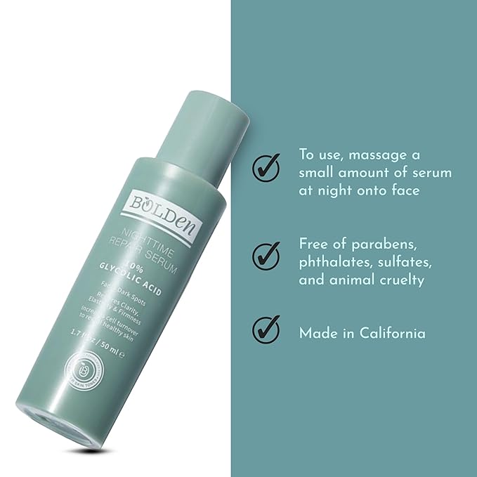 Bolden Nighttime Repair Serum & Skin Brightening Toner Bundle – Targets Dark Spots, Discoloration, Breakouts, & Oil – Ideal for Acne-Prone & Melanin-Rich Skin – With AHA Glycolic Acid, Niacinamide & H