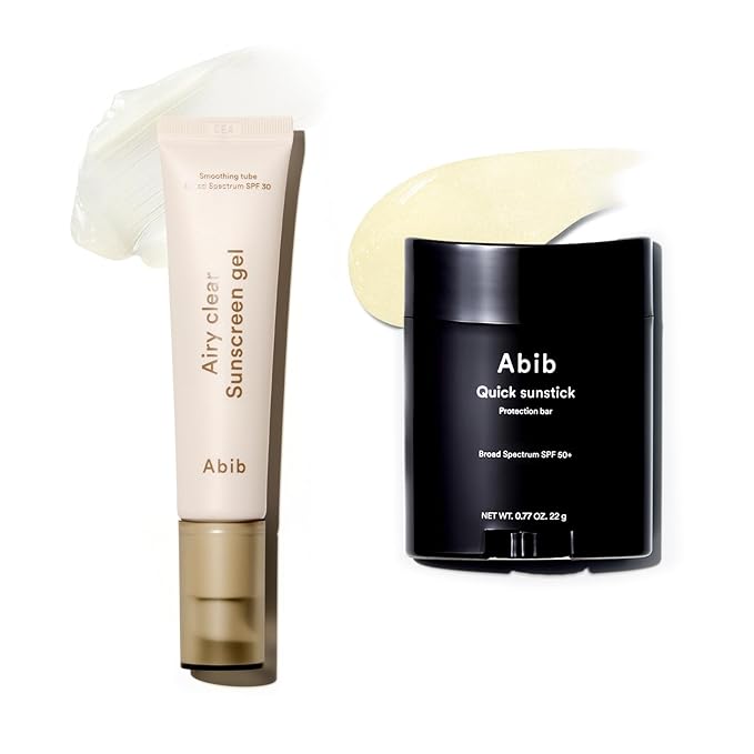 Abib Quick&Airy Sun Care Duo, SPF50+ Broad Spectrum Duo, Glowy & Semi-Matte Sunscreen Set, No White Cast, Lightweight Primer-Like Finish, Korean Sunscreen for All Skin Types, 2 Count
