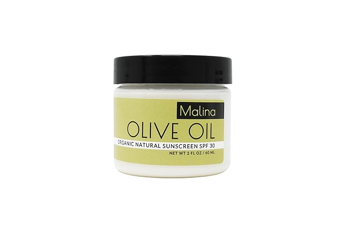 Malina™ Organic Olive Oil Natural Sunscreen | SPF 30+ | Nontoxic | Baby-Safe | Reef-Safe | No Preservatives | No Synthetic Fragrance (2 Fl Oz)