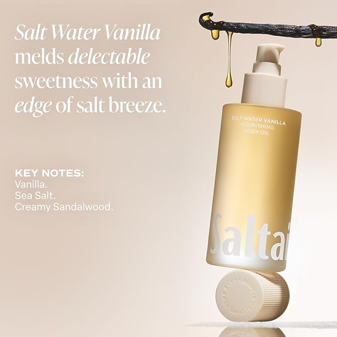 Saltair Body Oil - Luxurious Salt Water Vanilla After Shower and Bath Oil for Women and Men. Botanical, Non-Greasy, Well-Absorbing Moisturizer for Hydrating Dry Skin – 4oz Bottle