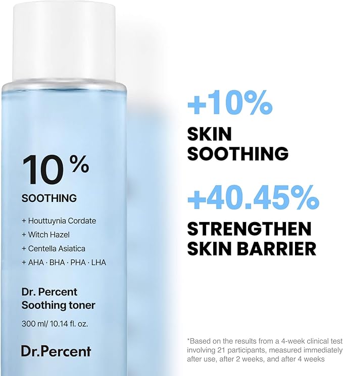 Soothing 10% Toner – Instant Calming Toner with CICA & Heartleaf, Redness Relief, Cooling & Hydration, Strengthens Skin Barrier for Sensitive, Acne-Prone Skin, Korean Skincare, 10.14 fl oz