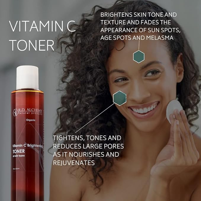 RD Alchemy - Natural & Organic Vitamin C Facial Toner - Brighten, Tighten & Tone Large Pores and Spots with Vitamin C-Rich Herbal Extracts for a Radiant, Refreshed Complexion.