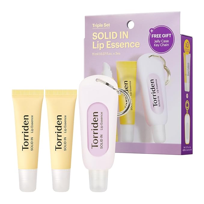 Torriden SOLID In Ceramide Lip Essence 0.37 fl.oz * 3 (Pack of 3) | Moisturizing Lip Essence for Glowy, Plumped, and Radiant Lip | Gift for Women | Korean Lip Balm (Jelly Case Key Chain Included)