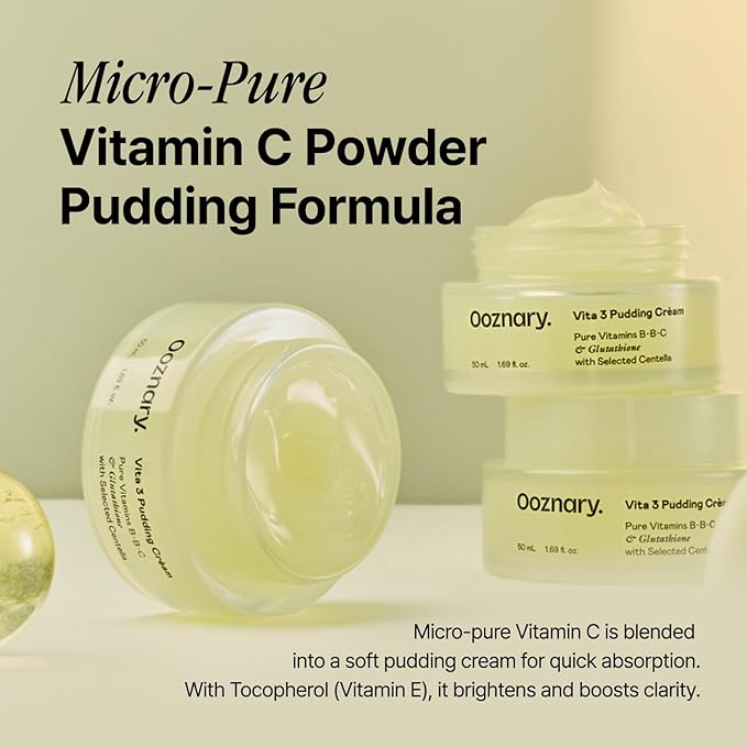 Vita 3 Pudding Cream with Vitamin C, Niacinamide, and Glutathione for Radiant Glow & Extra Hydration | Korean Moisturizer | 1.69 fl.oz 50ml