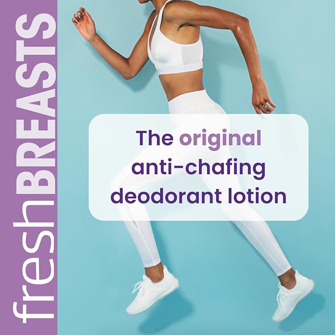 Fresh BREASTS Anti Chafing Deodorant Lotion to Powder, 3.4oz (2 Pack) - Anti Chafe Cream Whole Body Deodorant for Women, Inner Thighs & Areas that Sweat, No Talc, Aluminum or Added Fragrance