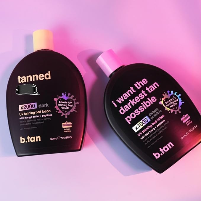 b.tan Tanning Oil & UV Tan Bed Lotion Kit | Best Dark Sun Tanner Bundle - Fast, Tinted, Indoor Outdoor Browning Accelerator Cream & Dark Bronzing Spray, Body Tan Extender, No Suntan Protection