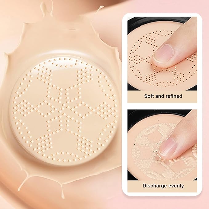 Lovelycat Mushroom Head Air Cushion BB Cream Even Skin Tone Makeup Base PrimerConcealer Lasting Nude Makeup Moisturizing Brightening Pigment CC Liquid Foundation (A-natural)