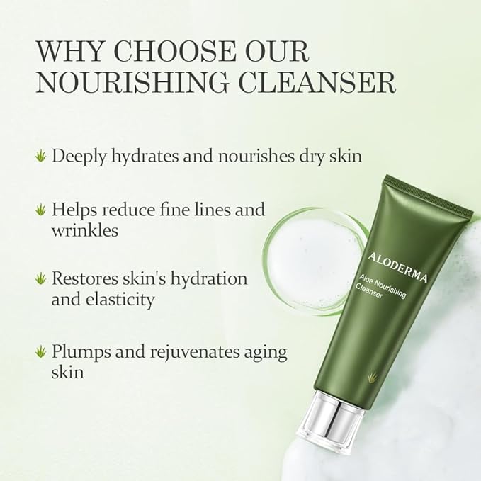 Aloderma Essential Aloe Firming & Rejuvenating Skin Care Set - 5 Pieces - Gel, Cleanser, Toner x2, Cream