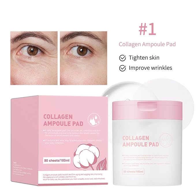 Aislor Facial Toner Pads, 1pc Round Collagen-Infused Ampoule Pad, Deep Moisturizing, Mild & Soft, Universal Skin Type Fit Collagen Ampoule Pad One Size