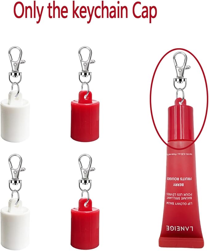 4 PSC Keychain Cap Compatible with LANEIGE 0.35oz Lip Balm,Portable Holder Keychain Cap