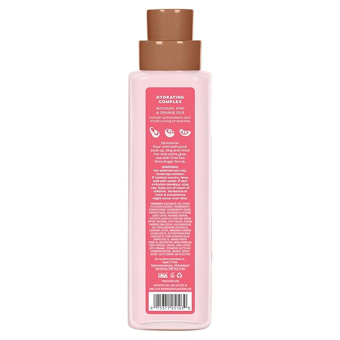 Tree Hut Pink Champagne Foaming Gel Body Wash, Hydrating & Moisturizing Shower Gel for Soft, Glowing Skin, Fruity Floral Scent, 18 fl oz